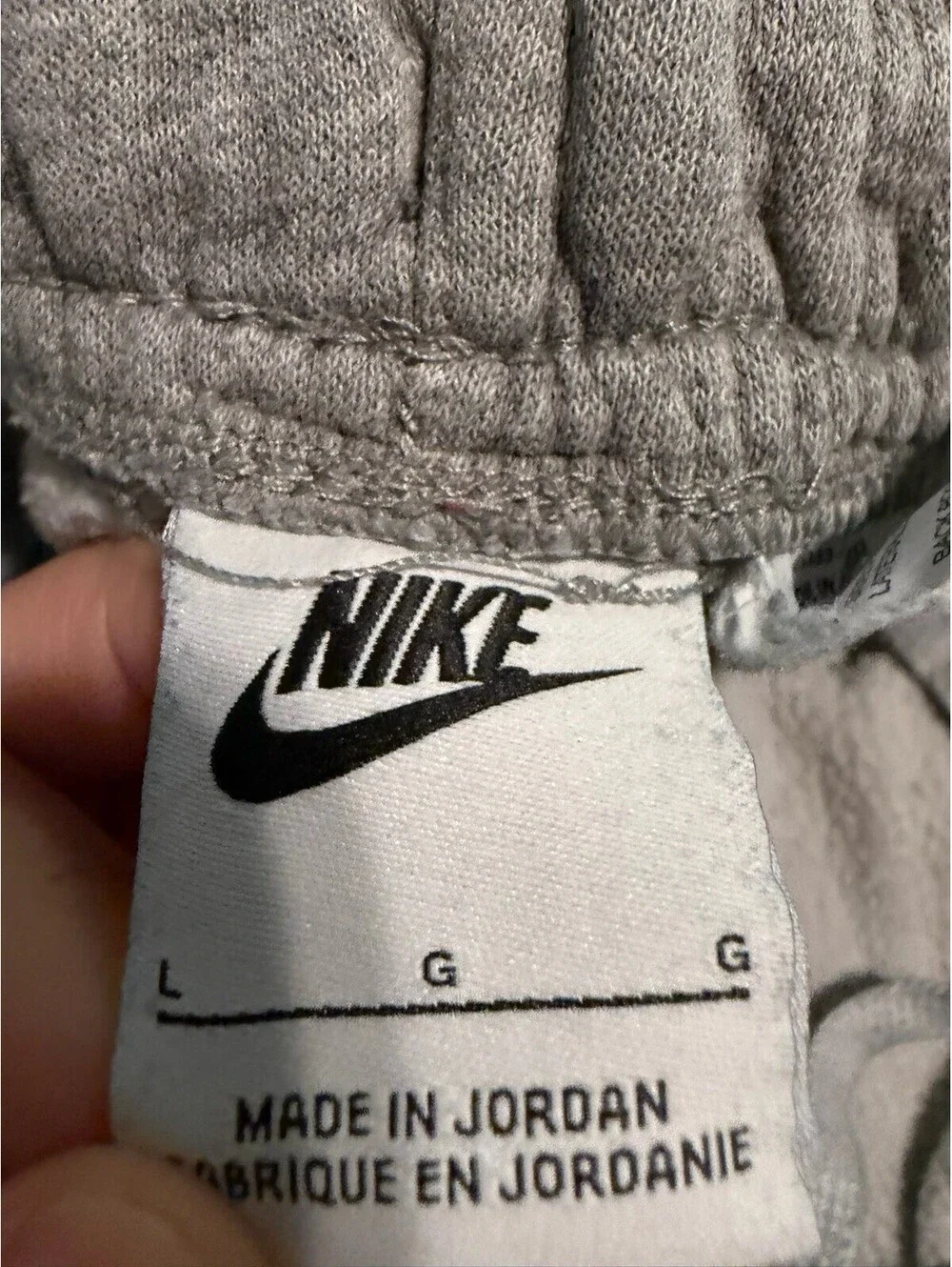 Nike Sweat Shorts Mens Large Gray/White Logo Pull On Drawstring Cotton Blend